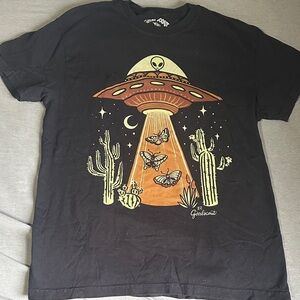 Black Alien UFO Graphic T-Shirt